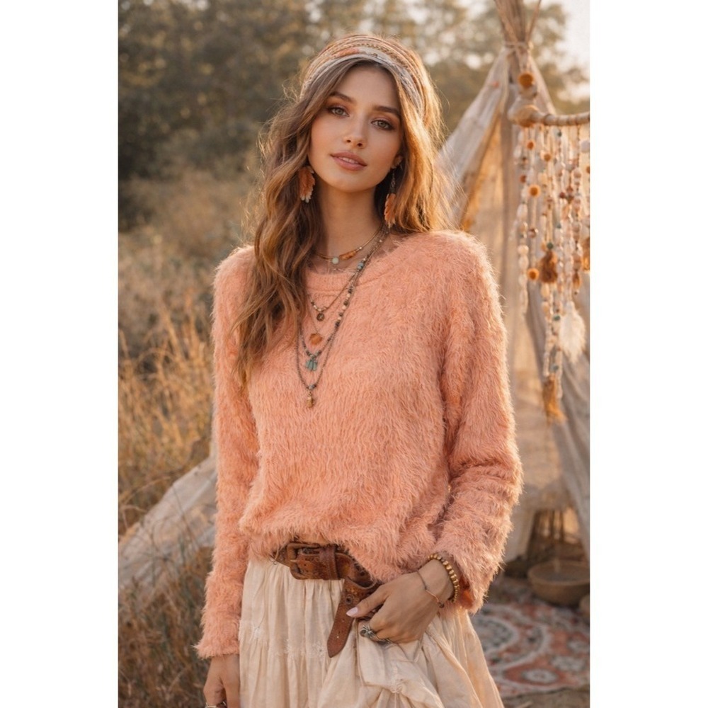 ZARA Pink Fuzzy Shag Pullover Sweater Cropped Blogger‎ Favorite Knitwear Small